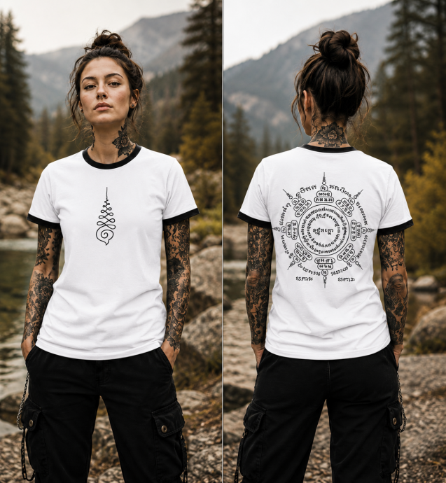 Protective Circle Yantra | Защитный Круг Янтра. Женская модель. Хлопок. Белая.